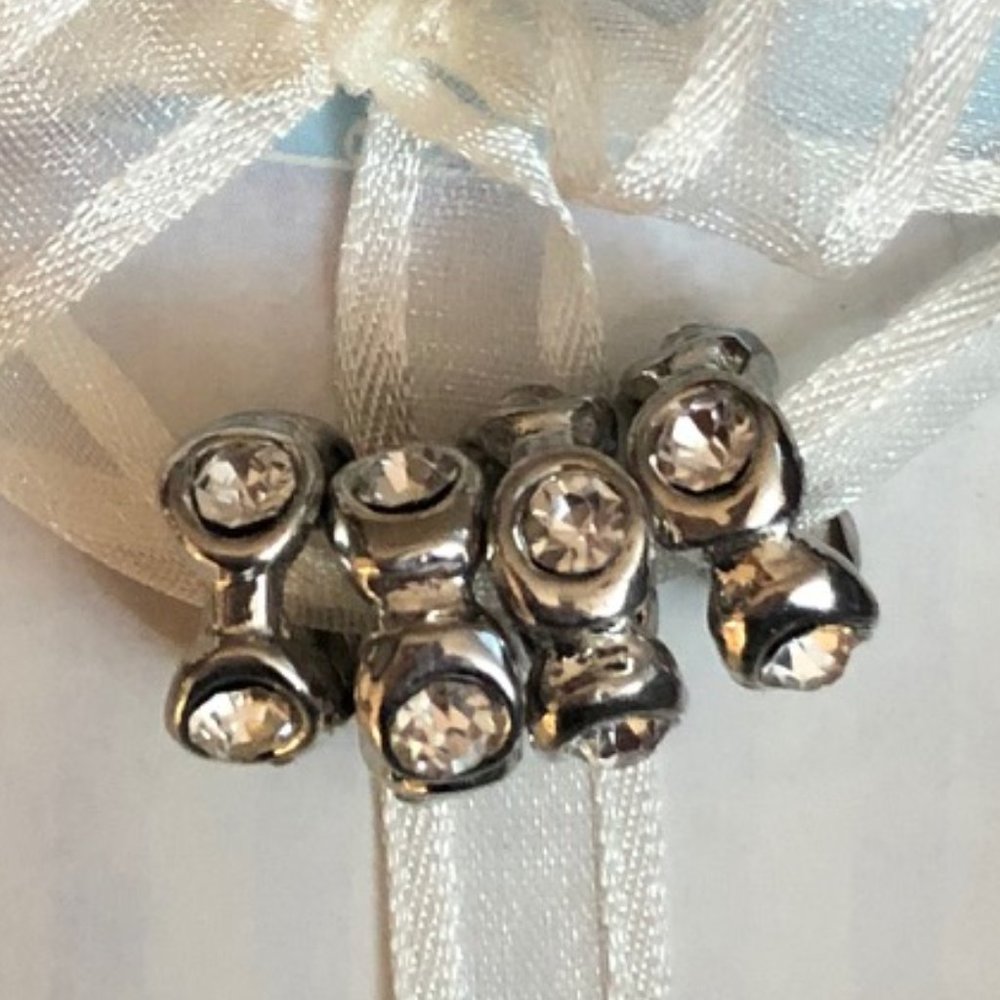 NEW Silver Tone and Crystal Charm Beads - Set of 4